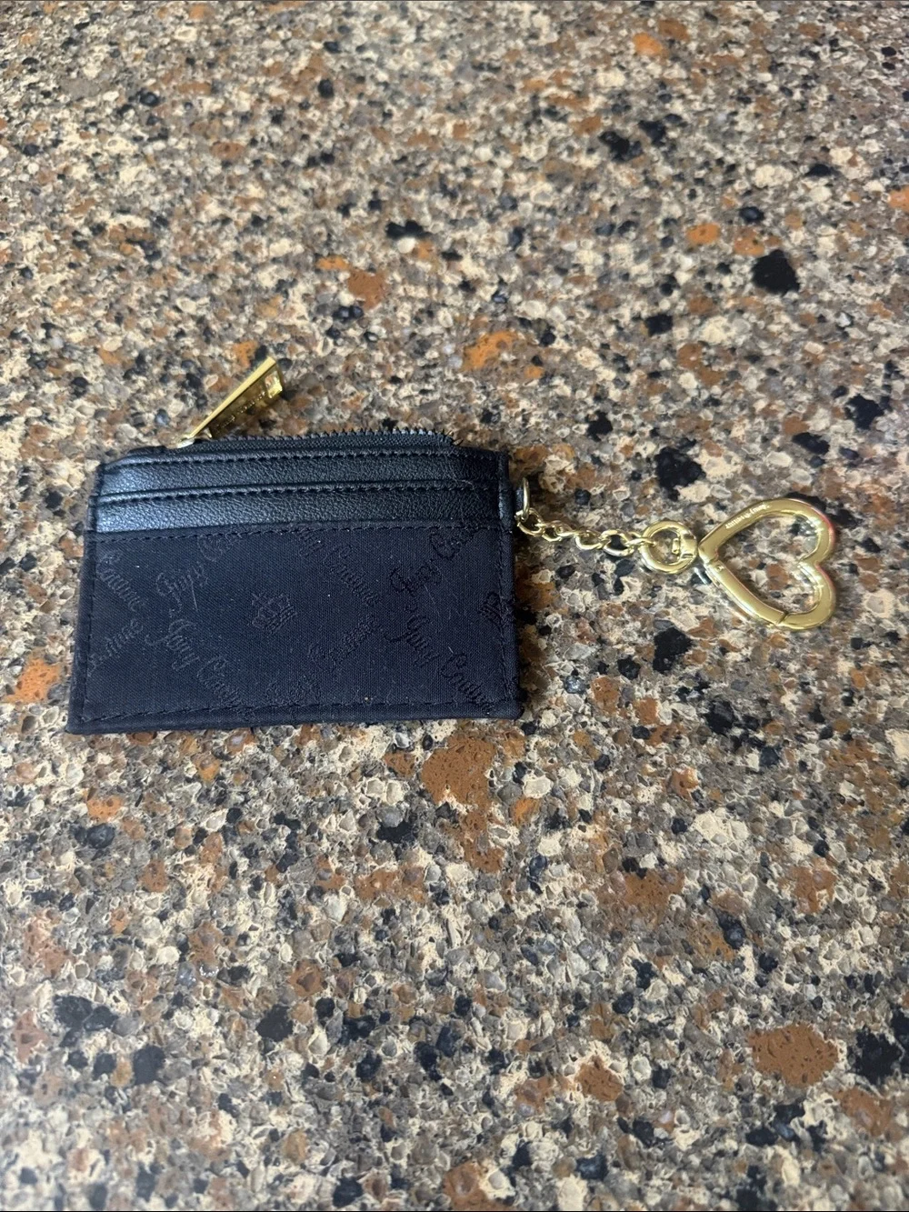 Juicy Couture Black Cardholder with Gold Heart Key Charm